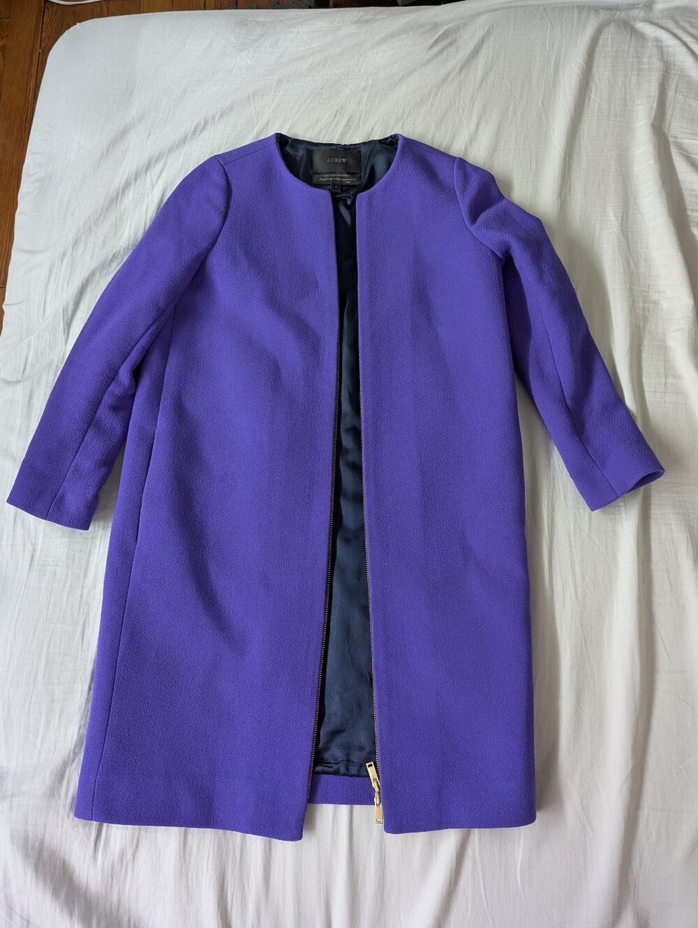 J Crew Collarless Wool Coat Double Cloth By Manifattura Di Carnignano Italy Sz 2